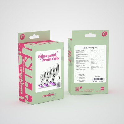 Conjunto de treino anal bijou em caixa verde com três plugues metálicos
