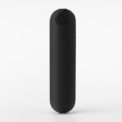 Frasco preto fosco com tampa e botão oval