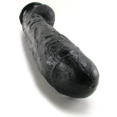 Dildo preto com textura realista em fundo branco
