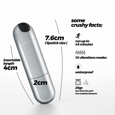 Dispositivo metálico prateado com dimensões e especificações ao lado