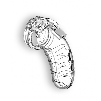 Dispositivo masculino de castidade transparente com fecho