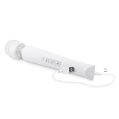 Vibrador massageador portátil branco com cabo USB