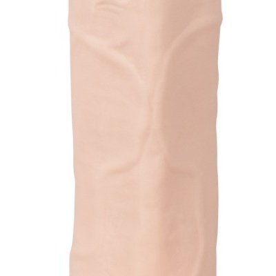 Dildo realista bege claro com textura detalhada e base alargada