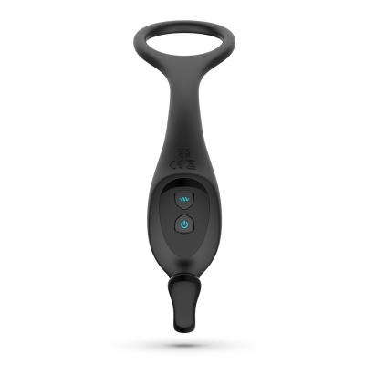 Dispositivo eletrônico preto com botões azuis e anel circular