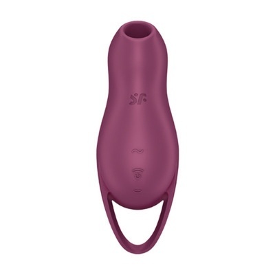 Dispositivo sexual roxo em silicone com símbolos SF, onda e Wi-Fi