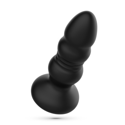 Plug anal preto de silicone com formato anatómico e base larga