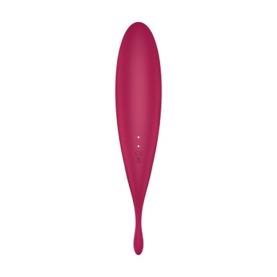 Massageador ou vibrador pessoal rosa liso formato alongado com símbolos brancos