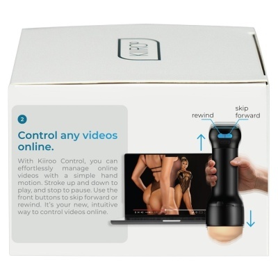 Embalagem de produto com controlo manual para vídeos online preto e bege e instruções