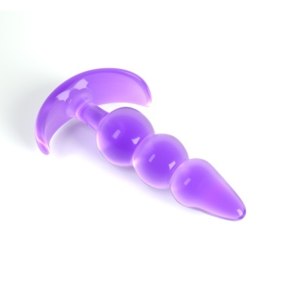 Plug anal roxo de silicone com três esferas