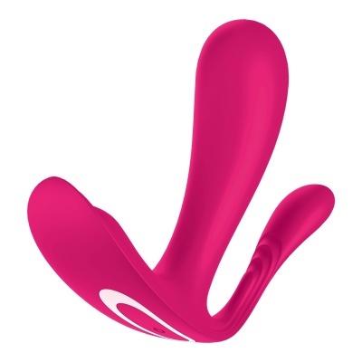 Produto de silicone cor de rosa com três extensões curvas