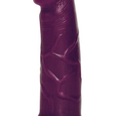 Dildo roxo de silicone com textura e base circular