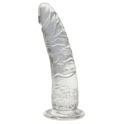 Dildo transparente com textura realista e base achatada