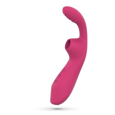 Vibrador rosa curvo com botões de controlo
