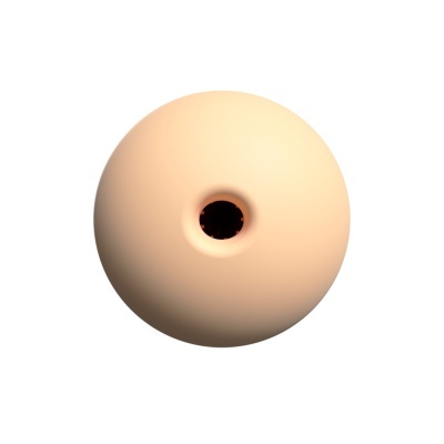 Esfera bege com furo central