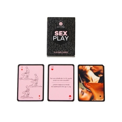Pack de cartas SEX PLAY com ilustrações e texto em francês
