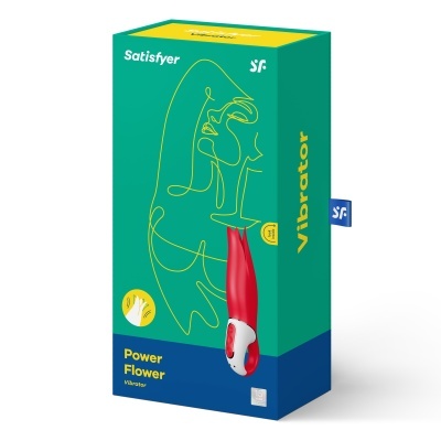 Embalagem de vibrador Satisfyer Power Flower vermelho e branco