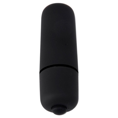 Vibrador preto com botão na extremidade