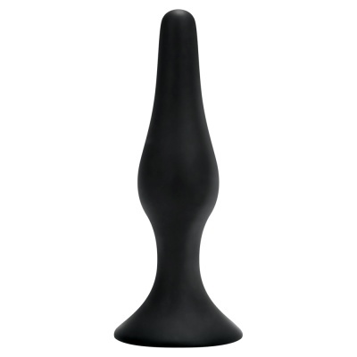 Plug anal preto de silicone com base larga