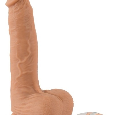 Produto sexual em silicone cor pele com controle remoto branco e dourado