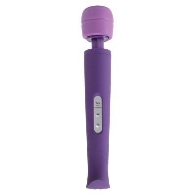 Vibrador massajador roxo com botão de controlo