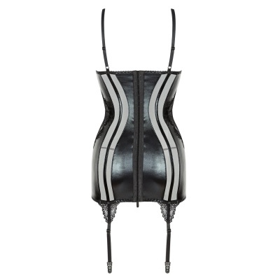 Vestido espartilho preto com detalhes cinzentos e alças finas