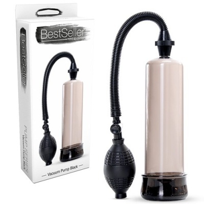 Bomba de vácuo preta com cilindro transparente e embalagem