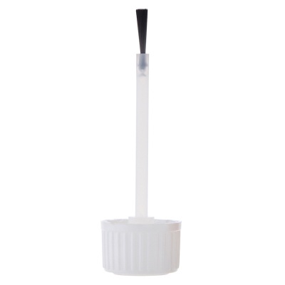 Pincel com cabo transparente e tampa branca canelada