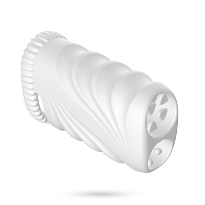 Produto cilíndrico branco com ranhuras e várias aberturas