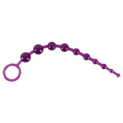 Conjunto de contas sexuais anal escalonadas em silicone roxo com argola