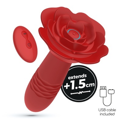 Vibrador vermelho com rosa na ponta e controle remoto