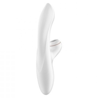 Vibrador branco com parte secundária menor e detalhe em linha pêssego