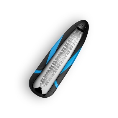 Prancha oval com textura massageadora e detalhes azuis