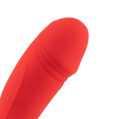 Vibrador vermelho de silicone com ranhuras na ponta