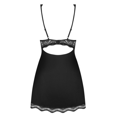 Camisola de dormir preta com detalhes de renda e alças finas