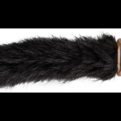 Plug anal de vidro transparente com rabo falso preto