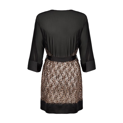 vestido curto preto com renda bege e preta