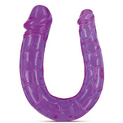 Objeto duplo em forma de U roxo translúcido com textura veias