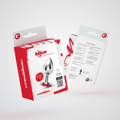 embalagem vermelha e branca de bijou anal plug em aço inoxidável