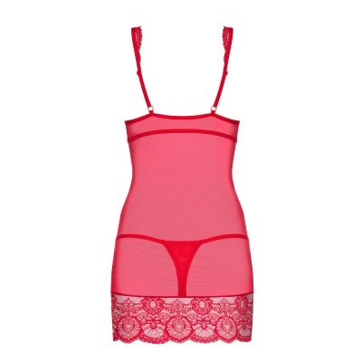 Vestido lingerie vermelho transparente com renda e alças finas