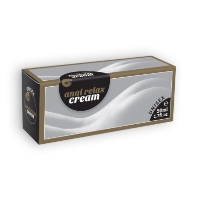 Embalagem de creme anal relax em cinza e preto, unisex 50ml