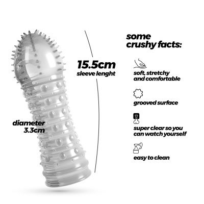 Capa texturizada transparente com saliências e sulcos para uso íntimo