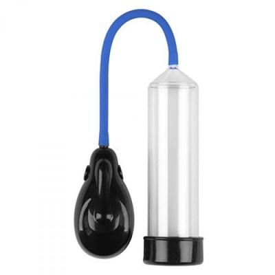 Bomba manual de aspiração com tubo azul e reservatório transparente