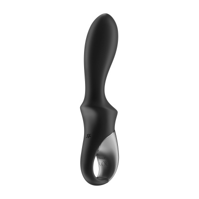 Vibrador preto com base prateada e design curvo