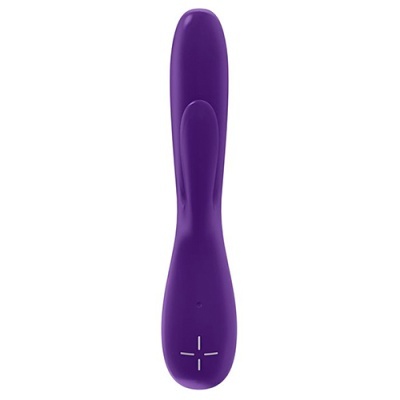 vibrador roxo com símbolo branco em fundo branco