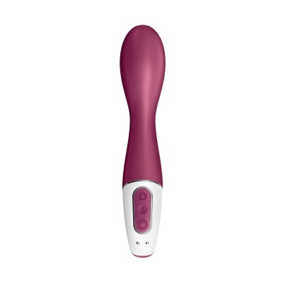 Vibrador em silicone vinho com base branca e três botões