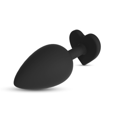Plug anal preto com base em forma de coração.