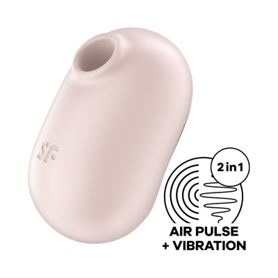 Dispositivo rosa pálido com logotipo e texto '2in1 AIR PULSE + VIBRATION'