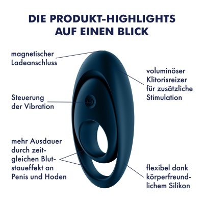 Anel peniano preto em silicone com controlador de vibração e conexão magnética