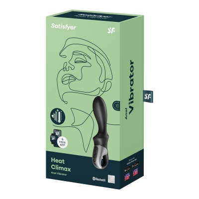 Caixa com vibrador anal preto Heat Climax da Satisfyer