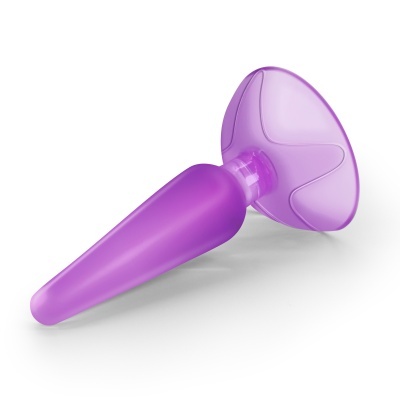 Produto roxo de silicone com base larga triangular